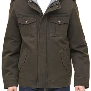Levi's Men's Washed Cotton Hooded Military Jacket XLT brand new.